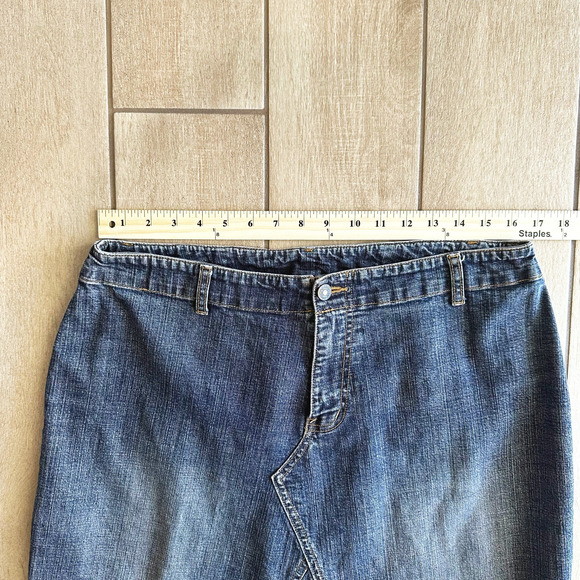 VTG Y2K Jeanology Maxi Denim Skirt SZ 12 Flare Mermaid Grunge Festival Low-Rise - Picture 7 of 9
